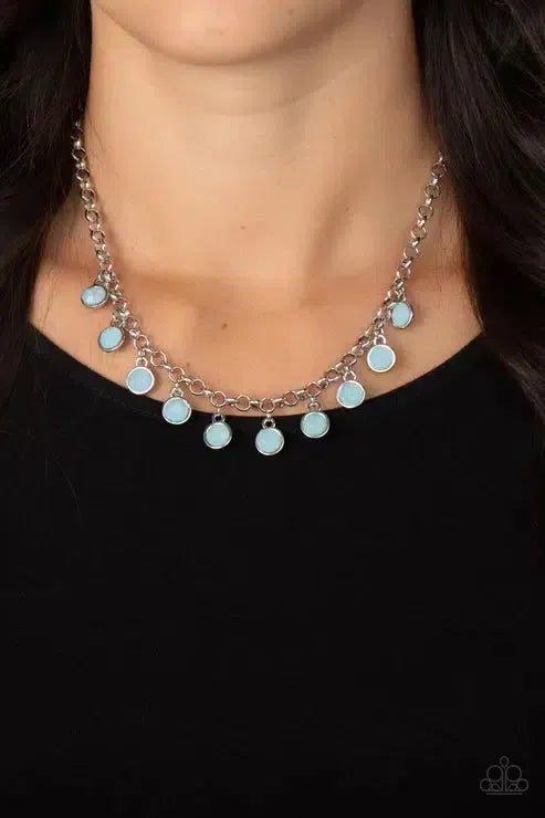 Moonbeam Magic Blue Necklace - Paparazzi Accessories-on model - CarasShop.com - Paparazzi Jewelry by Cara Jewels