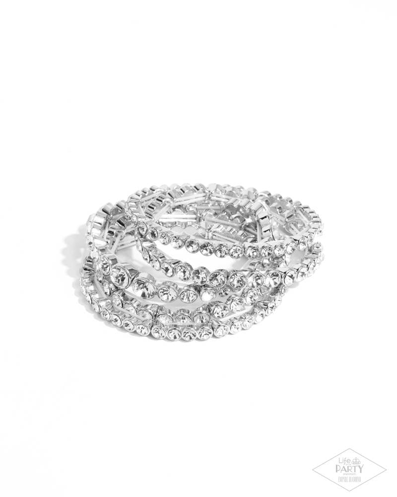 More Than A Moment White Rhinestone Zi Collection Bracelet - Paparazzi Accessories- lightbox - CarasShop.com - Paparazzi Jewelry by Cara Jewels