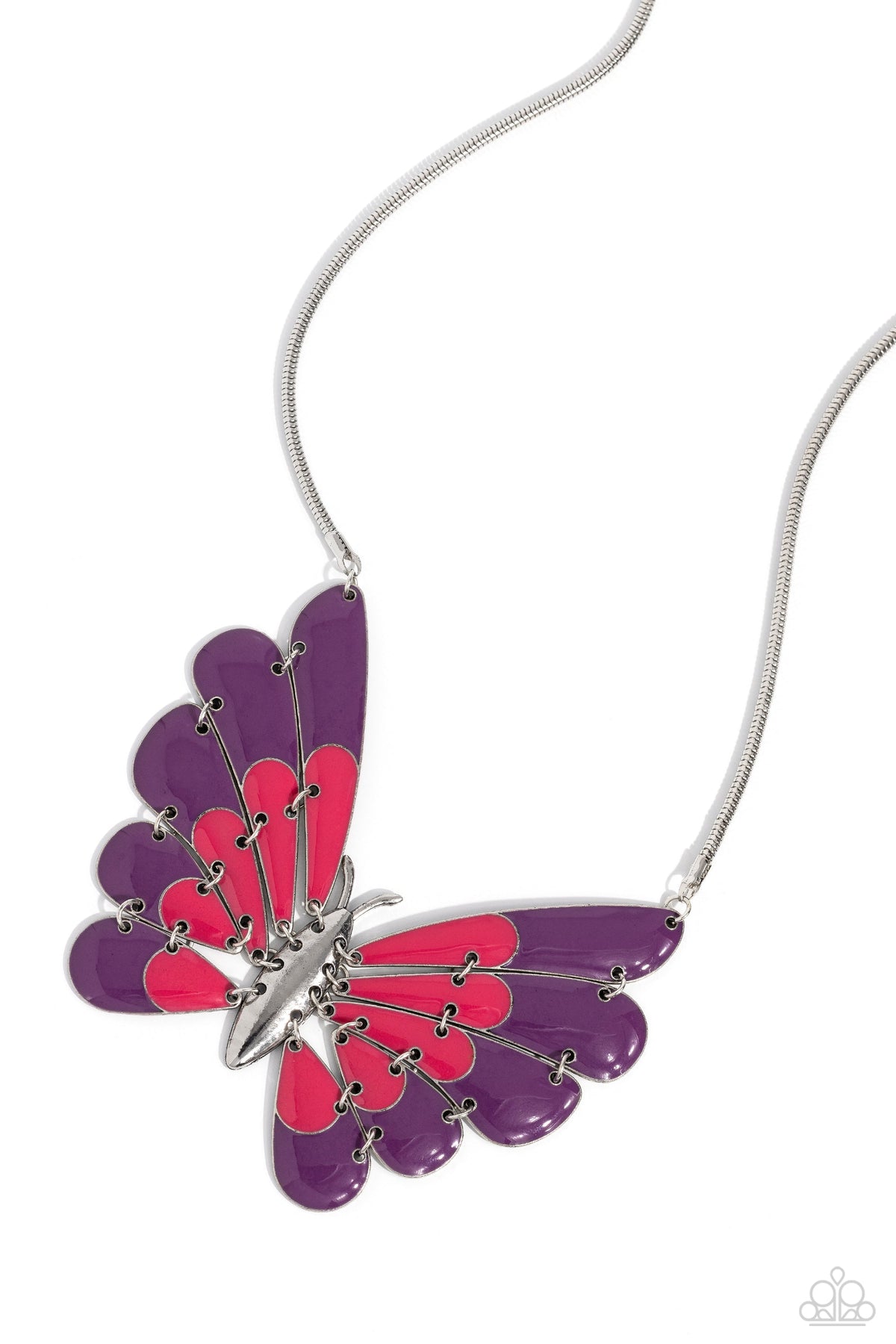 Moth Maven Purple & Pink Necklace - Paparazzi Accessories- lightbox - CarasShop.com - Paparazzi Jewelry by Cara Jewels