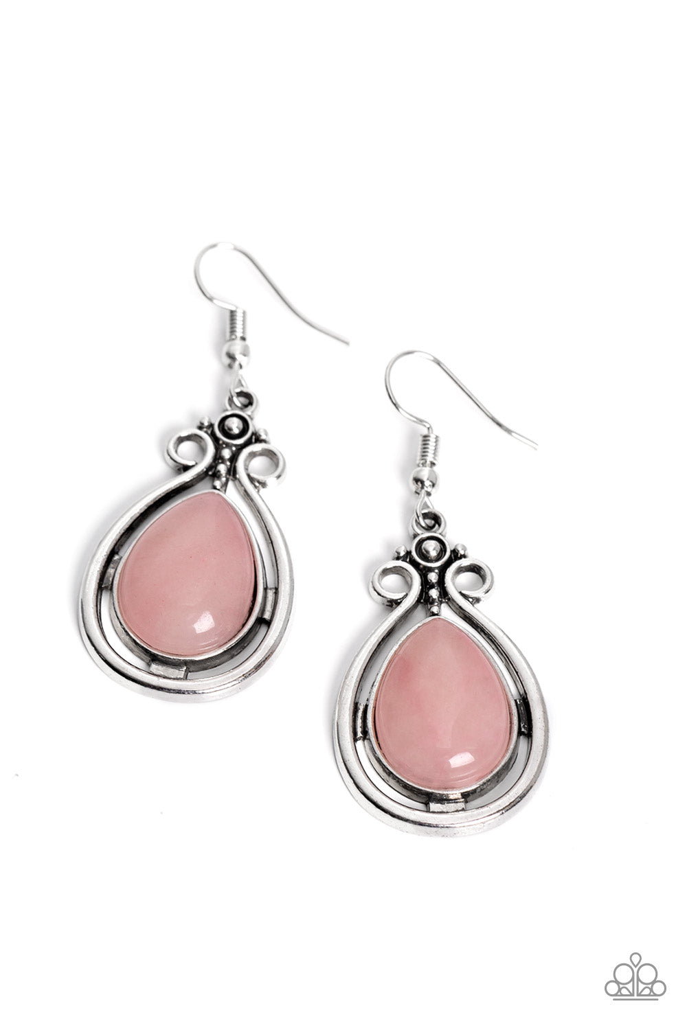 Mountain Mantra Pink Rose Quartz Stone Earrings - Paparazzi Accessories- lightbox - CarasShop.com - Paparazzi Jewelry by Cara Jewels
