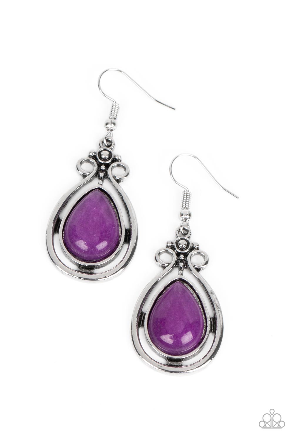 Mountain Mantra Purple Stone Earrings - Paparazzi Accessories- lightbox - CarasShop.com - Paparazzi Jewelry by Cara Jewels