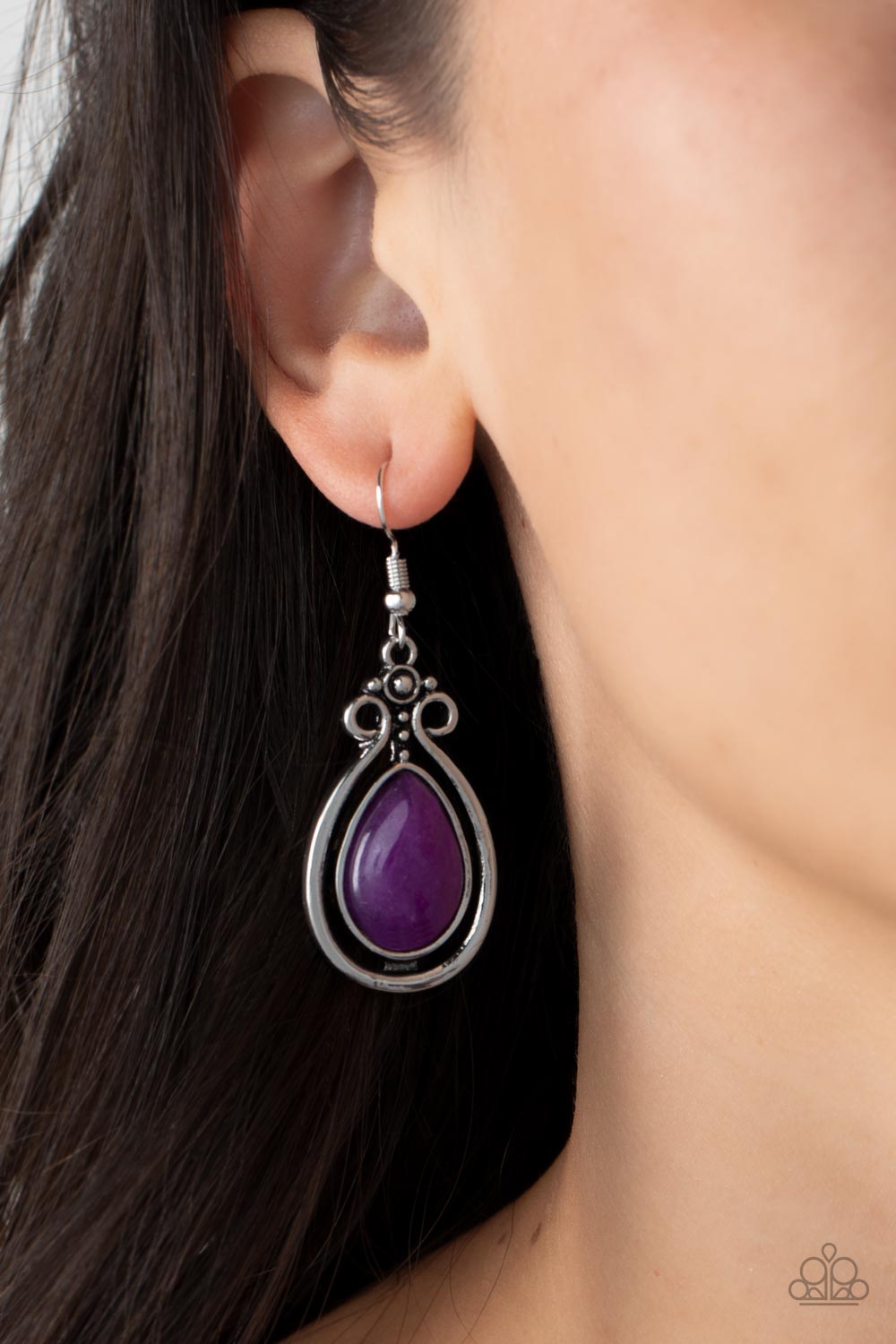 Mountain Mantra Purple Stone Earrings - Paparazzi Accessories- lightbox - CarasShop.com - Paparazzi Jewelry by Cara Jewels