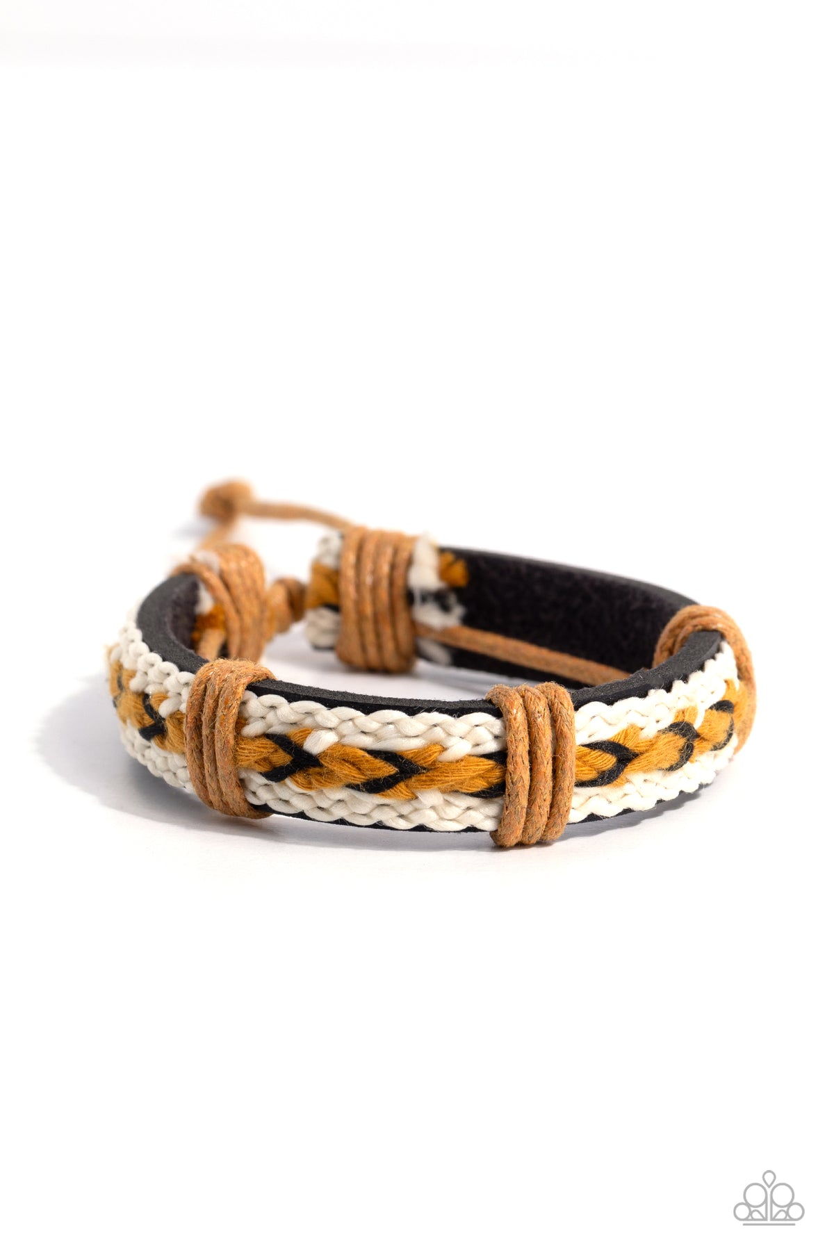 Mountain PASSPORT Black, White & Gold Urban Slide Bracelet - Paparazzi Accessories- lightbox - CarasShop.com - Paparazzi Jewelry by Cara Jewels