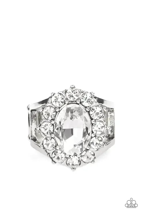 Moxie Magic White Ring - Paparazzi Accessories- lightbox - CarasShop.com - Paparazzi Jewelry by Cara Jewels