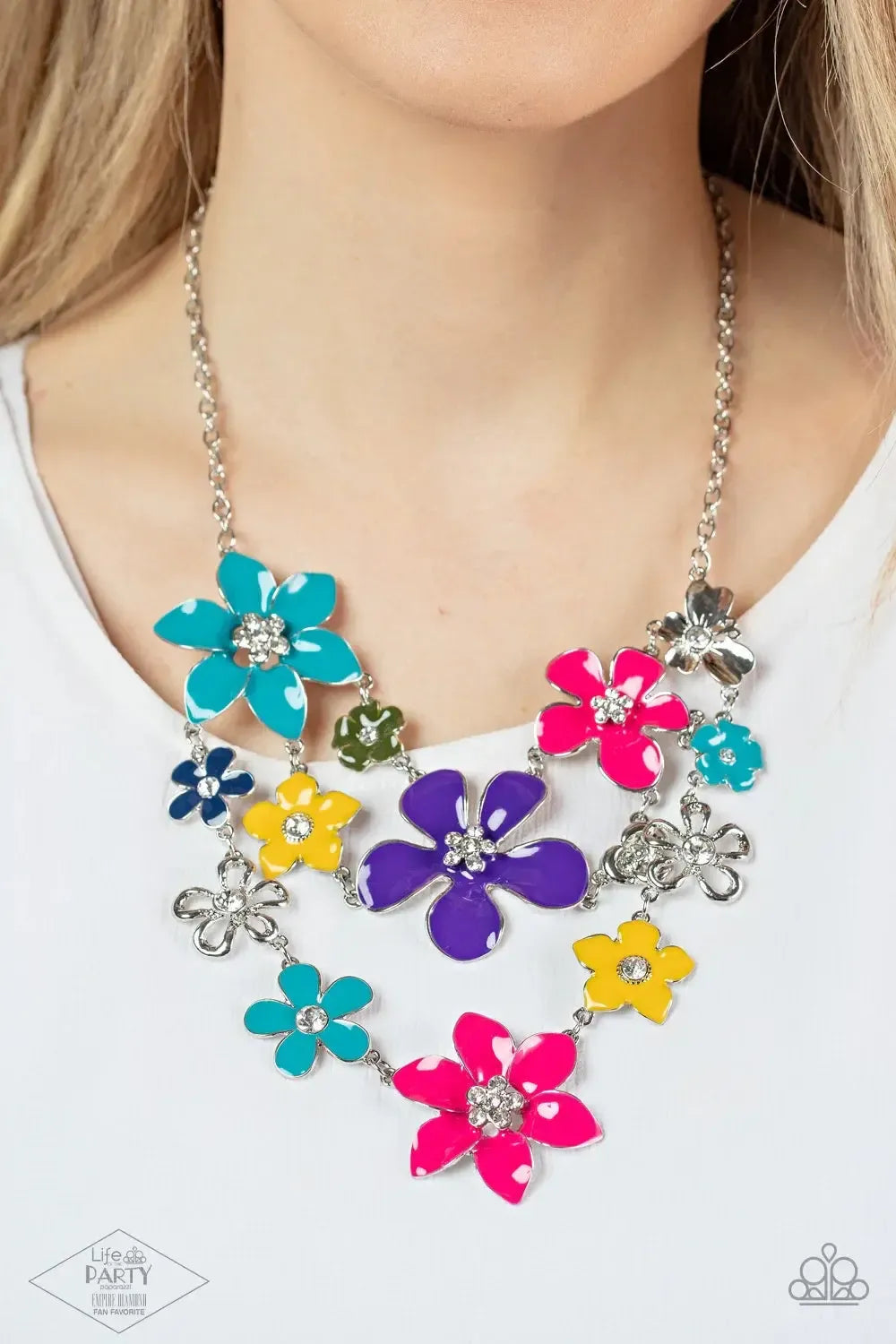 Multi Flower 2013 Zi Collection Necklace - Paparazzi Accessories-on model - CarasShop.com - Paparazzi Jewelry by Cara Jewels