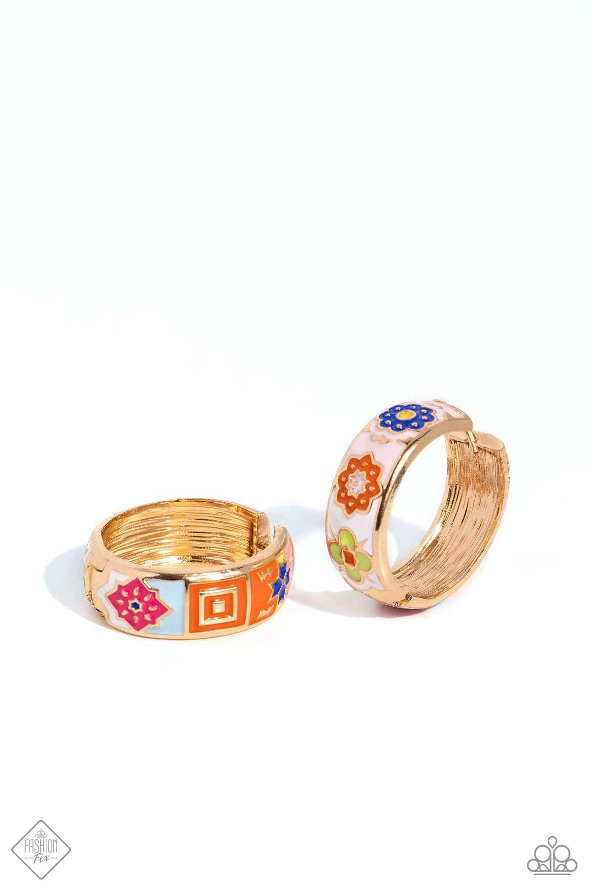 Multicolored Makeover Gold Earrings - Paparazzi Accessories- lightbox - CarasShop.com - Paparazzi Jewelry by Cara Jewels