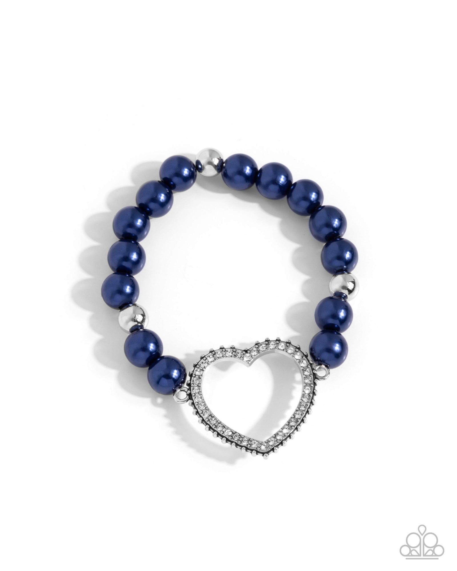 My Love, My Life Blue Pearl & Heart Bracelet - Paparazzi Accessories- lightbox - CarasShop.com - Paparazzi Jewelry by Cara Jewels
