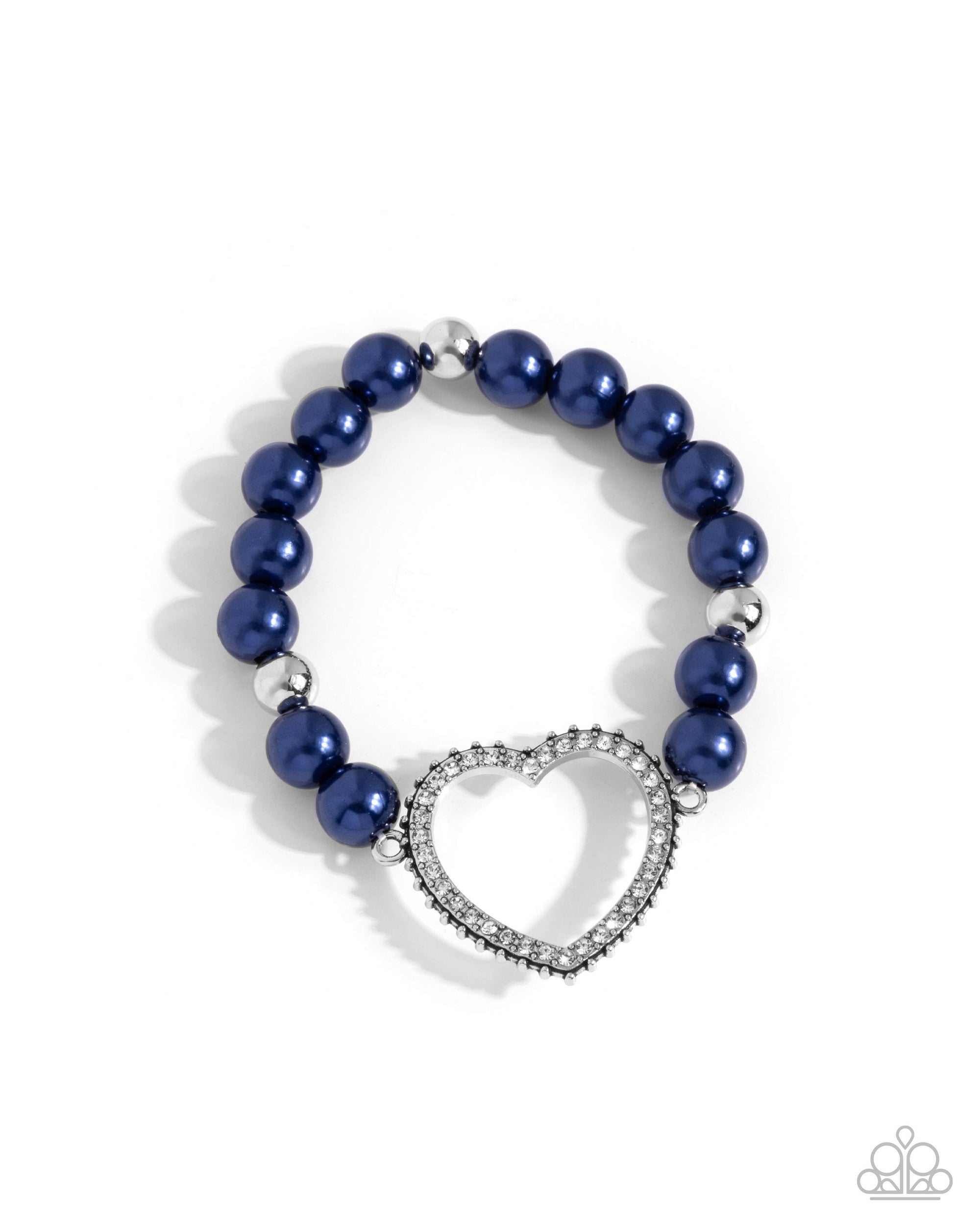 My Love, My Life Blue Pearl & Heart Bracelet - Paparazzi Accessories- lightbox - CarasShop.com - Paparazzi Jewelry by Cara Jewels