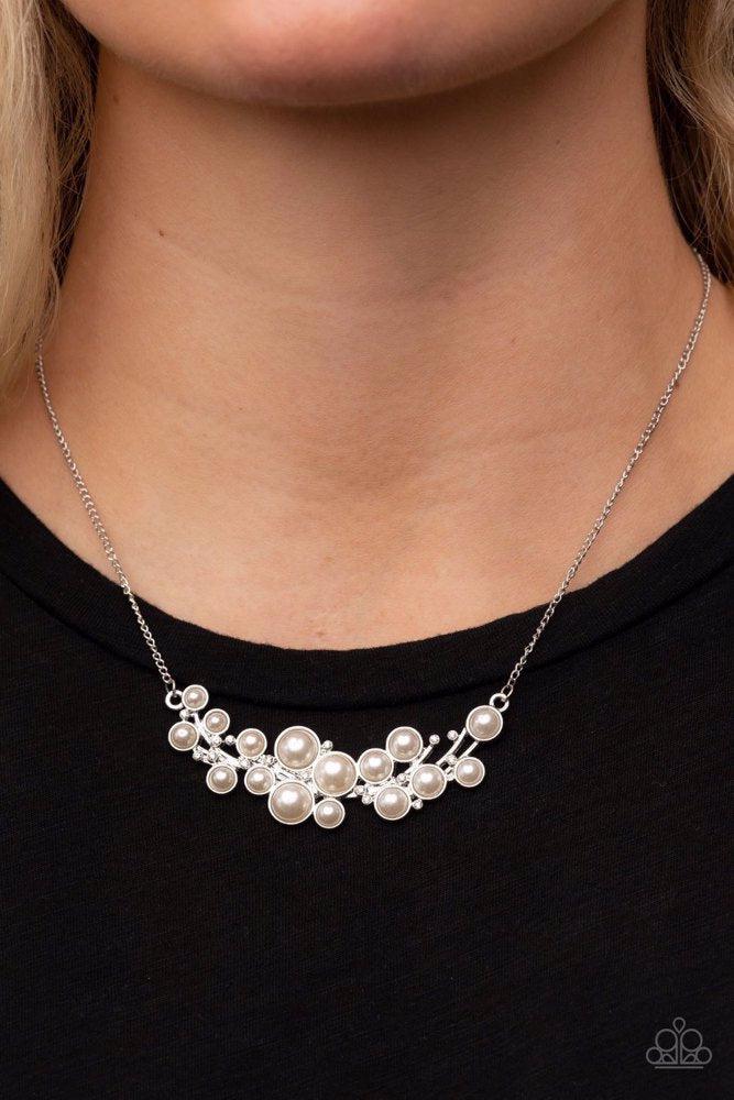 My Yacht or Yours? White Necklace - Paparazzi Accessories- on model - CarasShop.com - Paparazzi Jewelry by Cara Jewels
