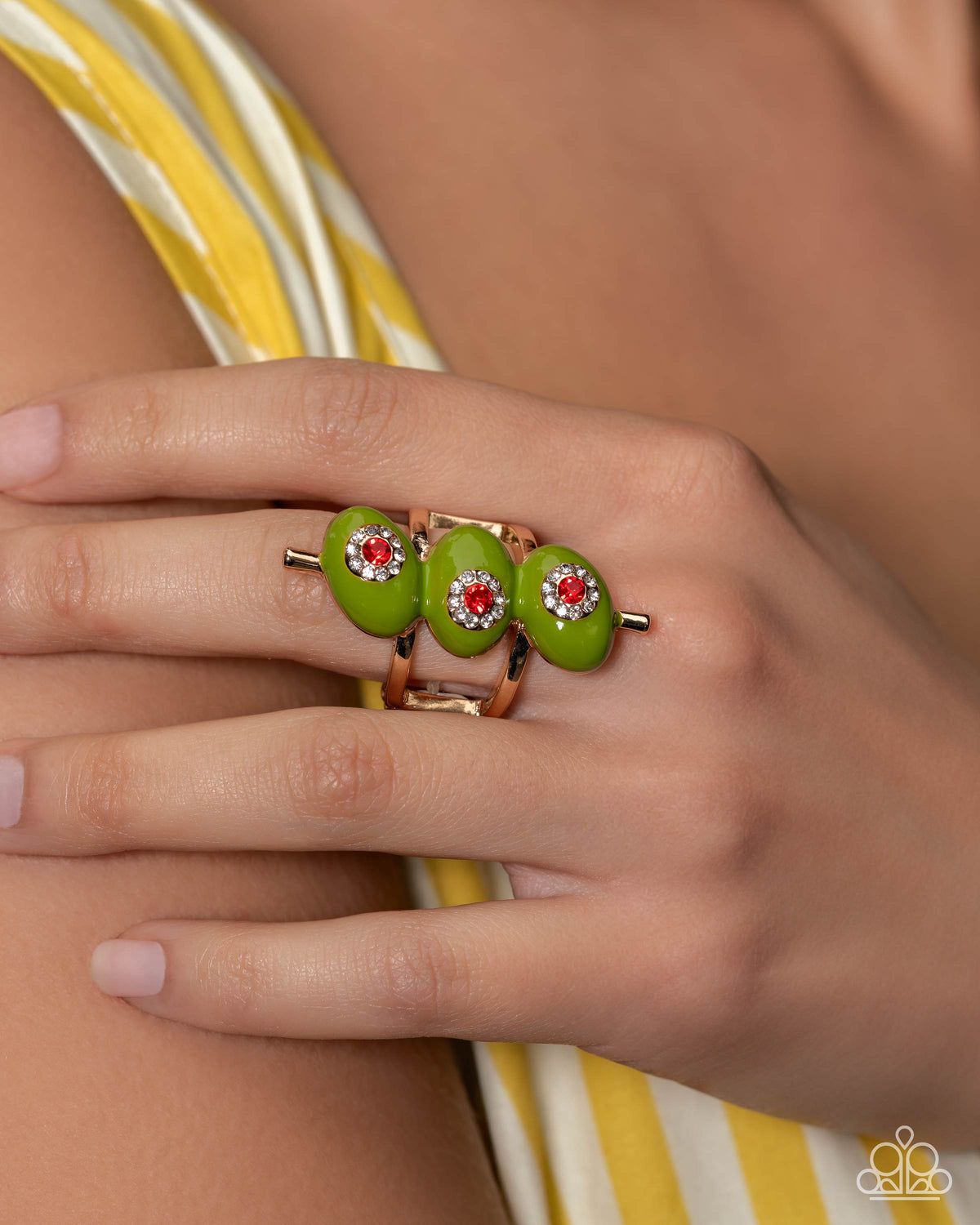 Mystical Martini Green Ring - Paparazzi Accessories-on model - CarasShop.com - Paparazzi Jewelry by Cara Jewels