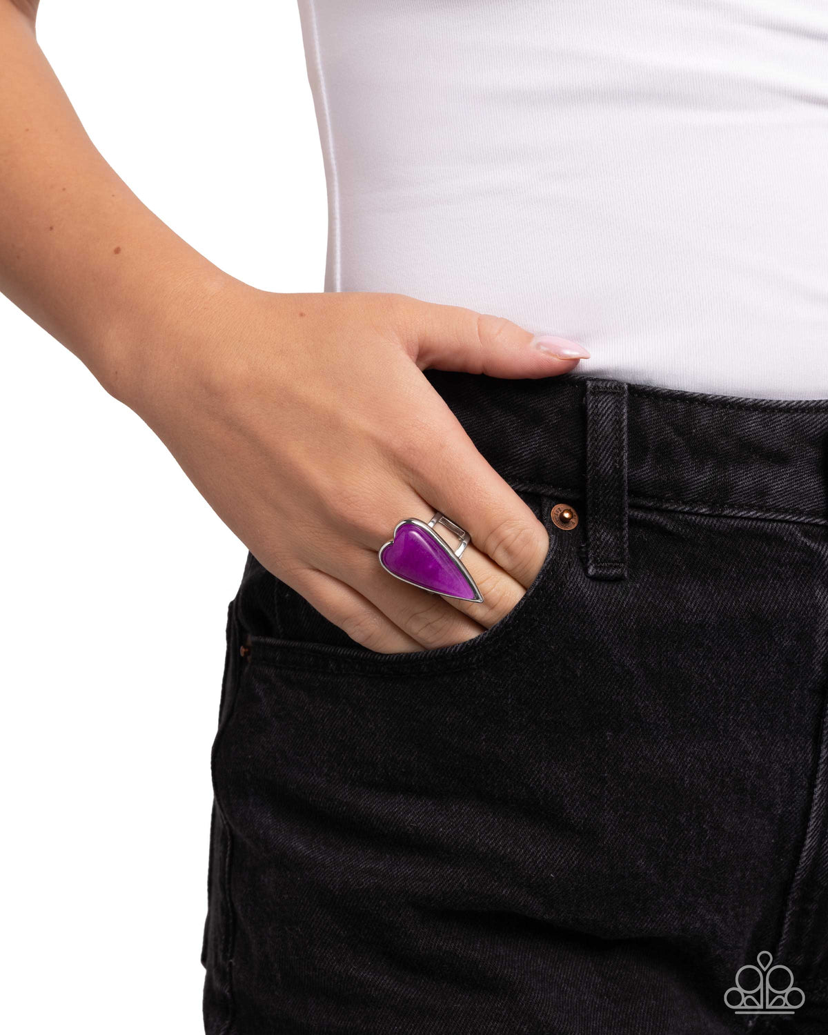 Natural Law Purple Amethyst Stone Heart Ring - Paparazzi Accessories-on model - CarasShop.com - Paparazzi Jewelry by Cara Jewels