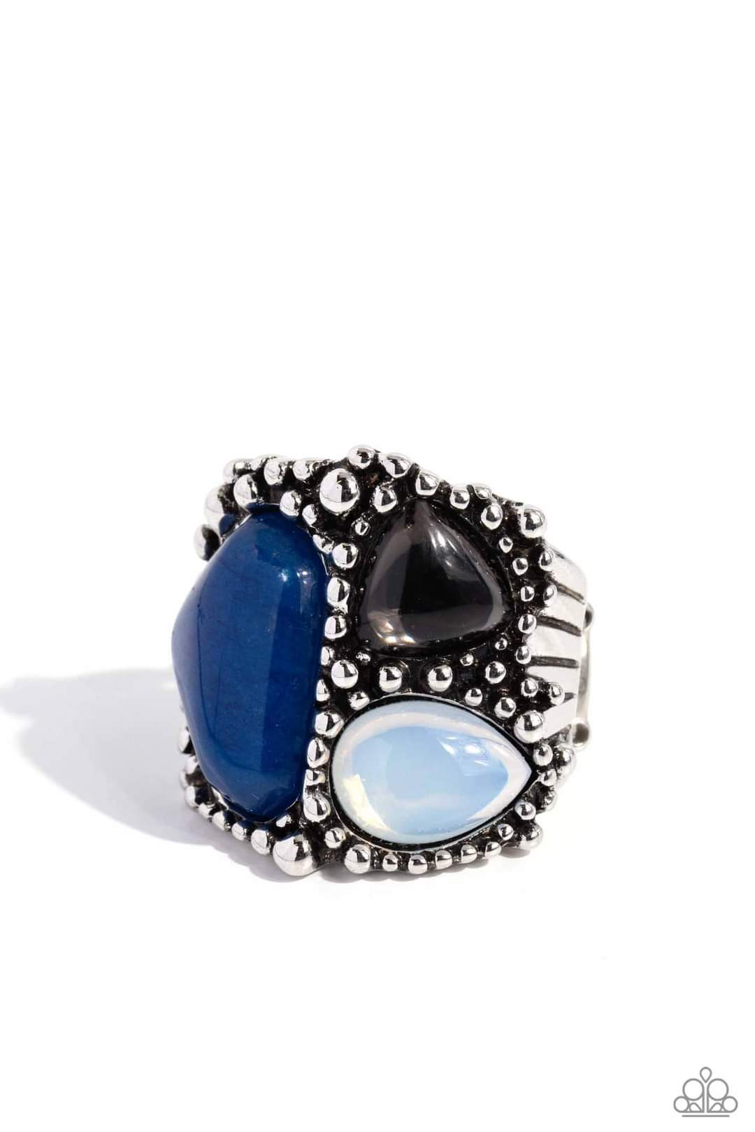 Natural Motley Blue Ring - Paparazzi Accessories- lightbox - CarasShop.com - Paparazzi Jewelry by Cara Jewels