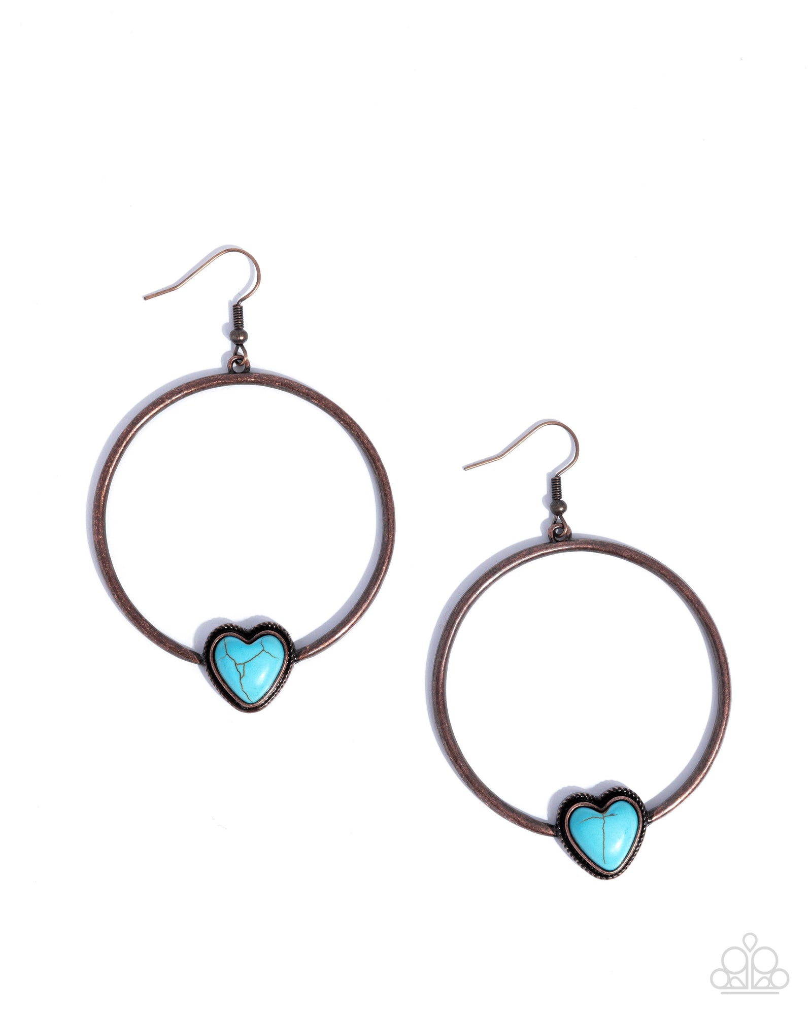 Naturally Nurturing Copper & Turquoise Heart Earrings - Paparazzi Accessories- lightbox - CarasShop.com - Paparazzi Jewelry by Cara Jewels