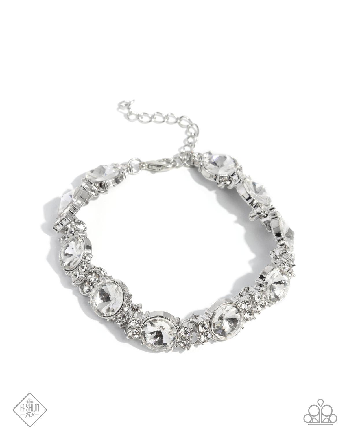 Never-Ending Elite White Rhinestone Bracelet - Paparazzi Accessories- lightbox - CarasShop.com - Paparazzi Jewelry by Cara Jewels
