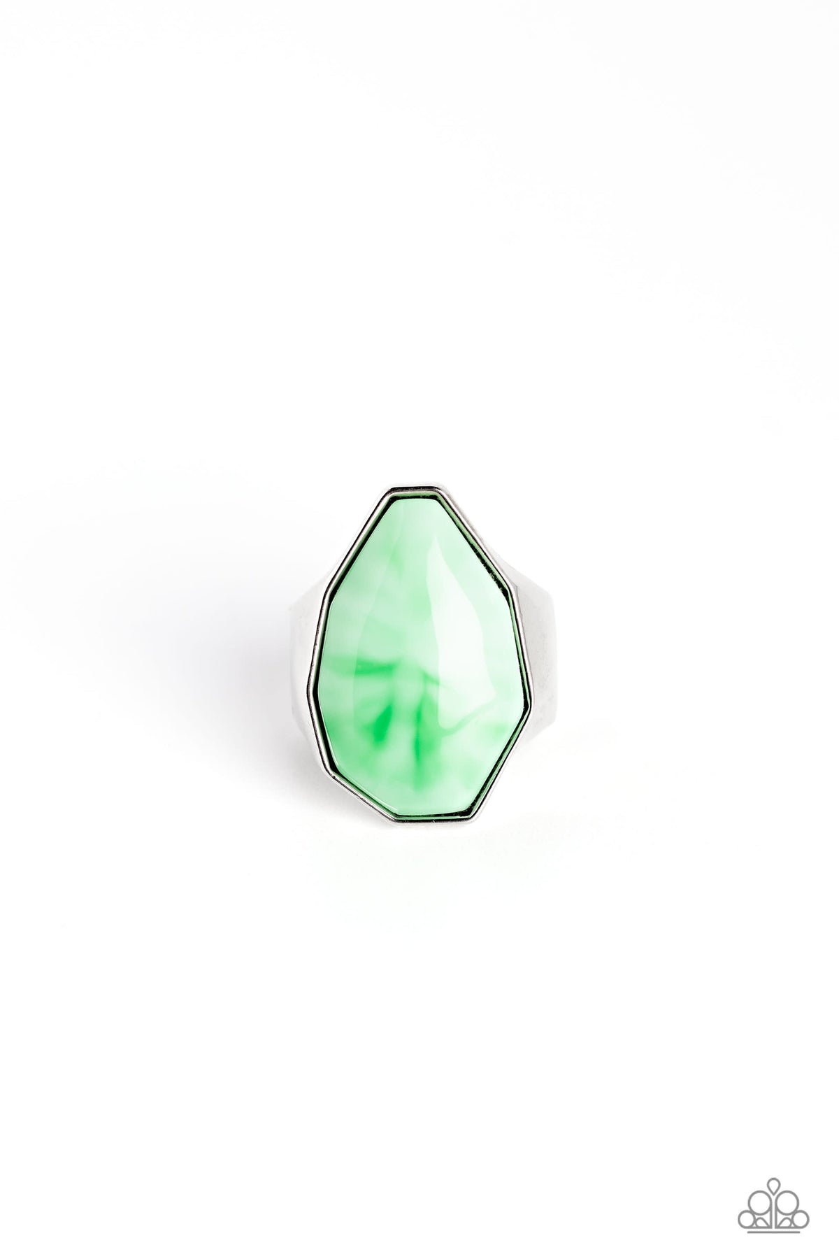 Never Say TIE DYE Green Ring - Paparazzi Accessories- lightbox - CarasShop.com - Paparazzi Jewelry by Cara Jewels