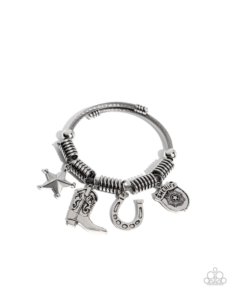 New Sheriff in Town Silver Bracelet - Paparazzi Accessories- lightbox - CarasShop.com - Paparazzi Jewelry by Cara Jewels