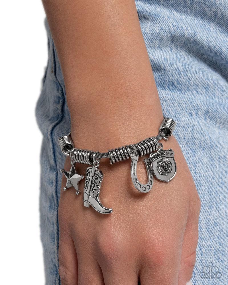 New Sheriff in Town Silver Bracelet - Paparazzi Accessories- lightbox - CarasShop.com - Paparazzi Jewelry by Cara Jewels