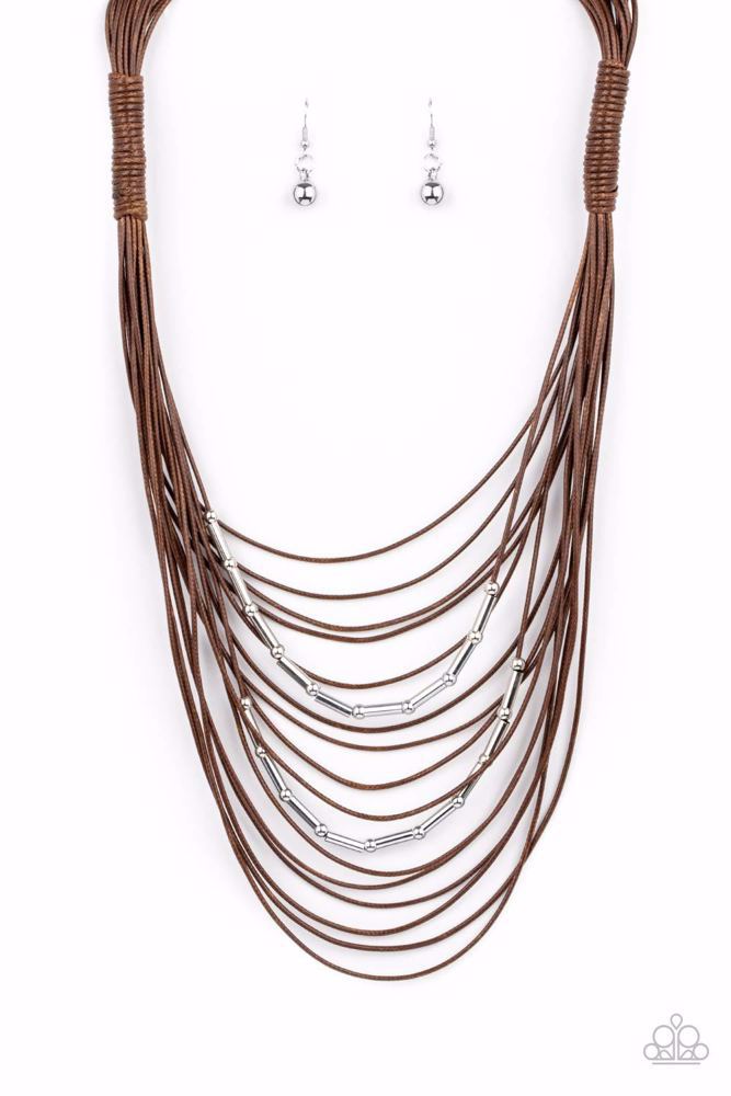 Nice CORD-ination Brown Necklace - Paparazzi Accessories- lightbox - CarasShop.com - Paparazzi Jewelry by Cara Jewels