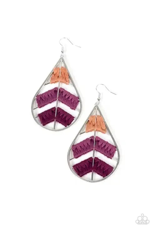 Nice Threads Purple Earrings - Paparazzi Accessories- lightbox - CarasShop.com - Paparazzi Jewelry by Cara Jewels