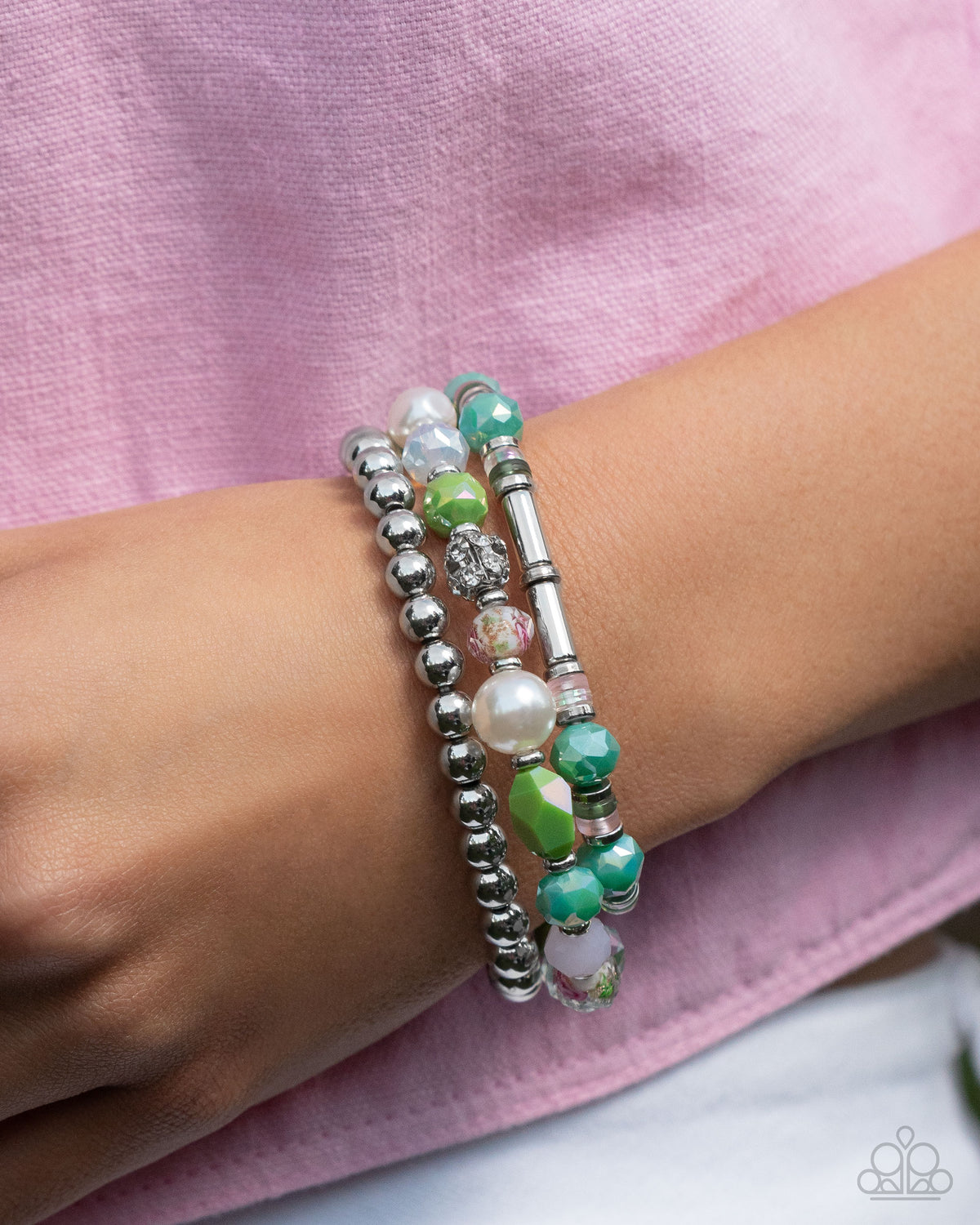 Nonstop Nostalgia Multi Bracelet - Paparazzi Accessories- on model - CarasShop.com - Paparazzi Jewelry by Cara Jewels