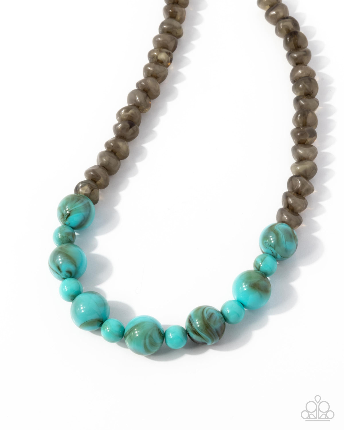 Not a Phase Turquoise Blue & Gray Necklace - Paparazzi Accessories- lightbox - CarasShop.com - Paparazzi Jewelry by Cara Jewels