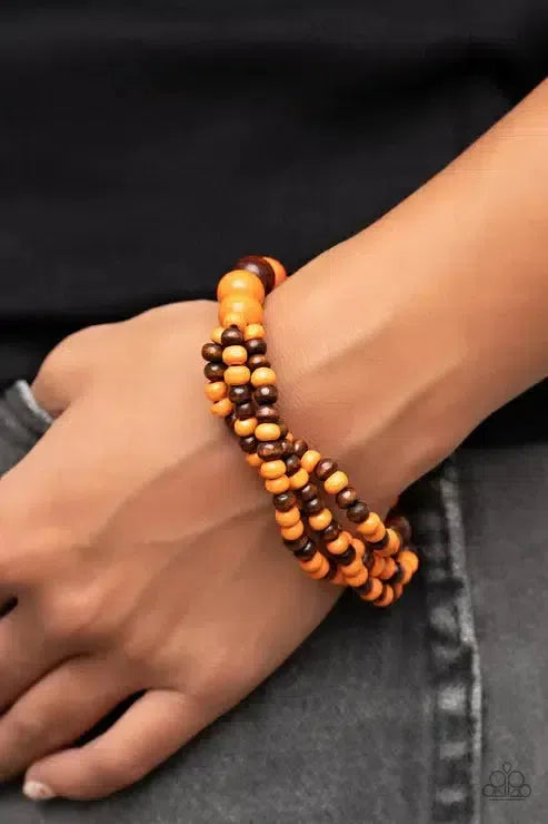 Oceania Oasis Orange Bracelet - Paparazzi Accessories-on model - CarasShop.com - Paparazzi Jewelry by Cara Jewels