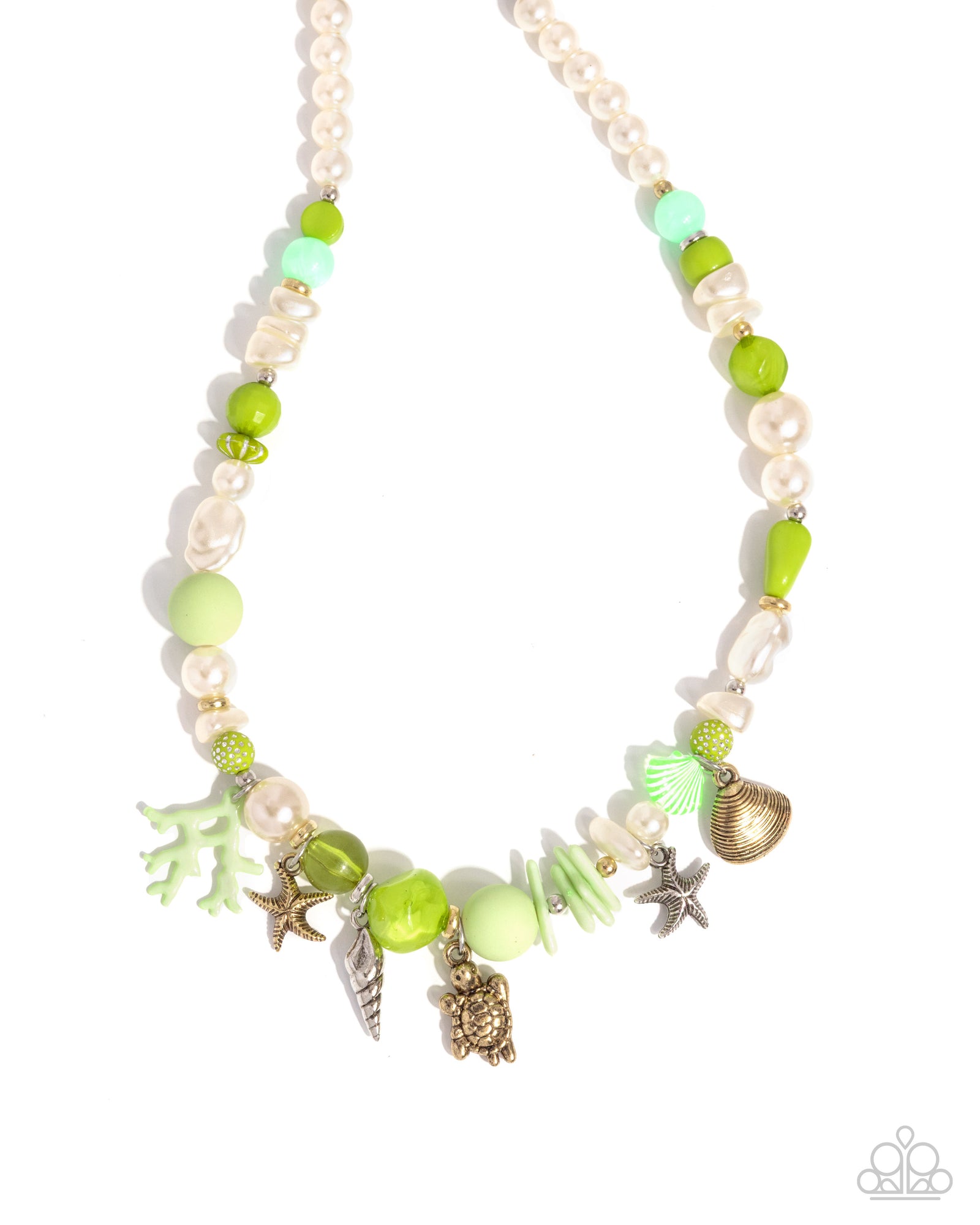 Oceanic Organization Green Charm Necklace & Bracelet Set - Paparazzi Accessories- lightbox - CarasShop.com - Paparazzi Jewelry by Cara Jewels