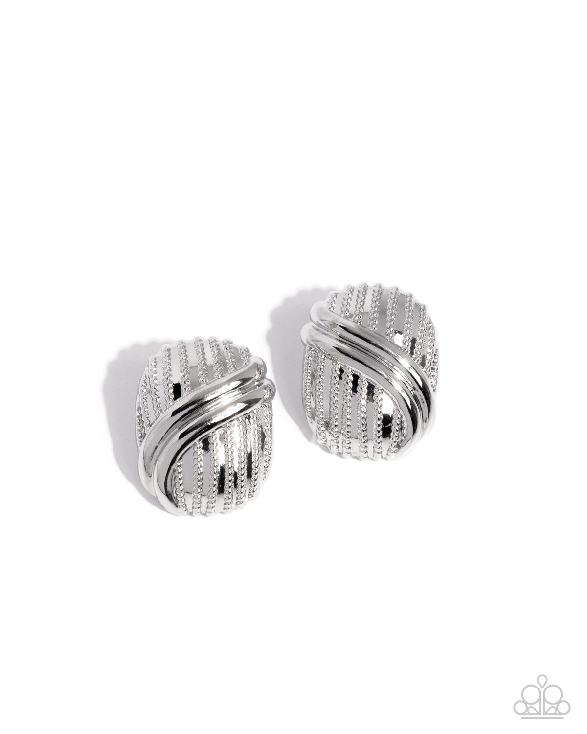 Official Overlay Silver Earrings - Paparazzi Accessories- lightbox - CarasShop.com - Paparazzi Jewelry by Cara Jewels