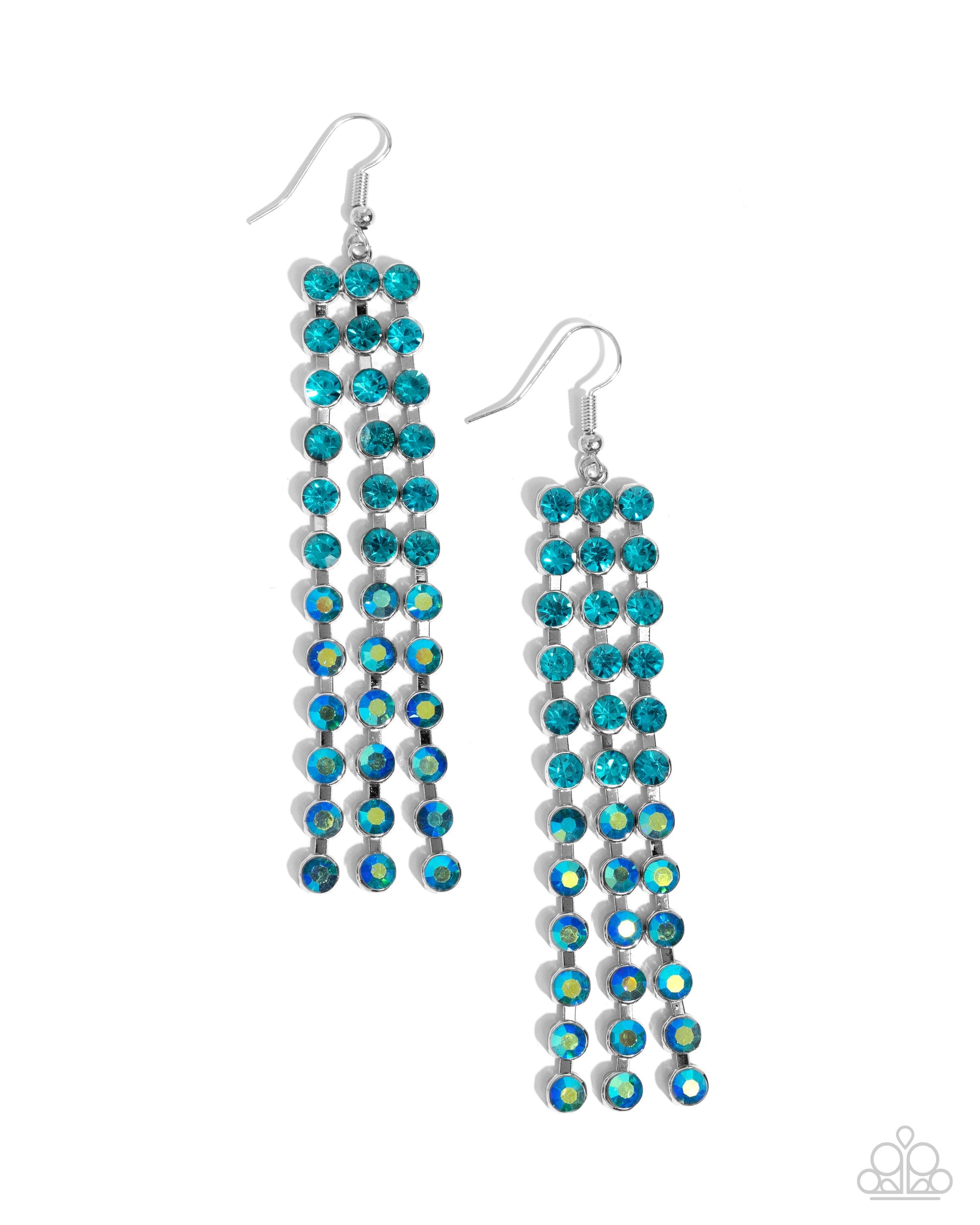Ombre Occupation Blue Rhinestone Earrings - Paparazzi Accessories- lightbox - CarasShop.com - Paparazzi Jewelry by Cara Jewels