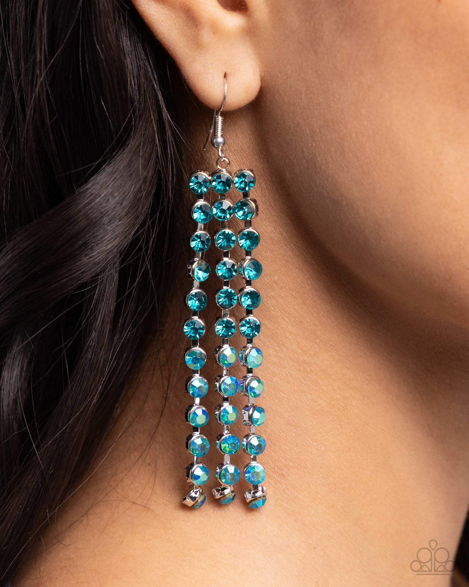 Ombre Occupation Blue Rhinestone Earrings - Paparazzi Accessories- lightbox - CarasShop.com - Paparazzi Jewelry by Cara Jewels