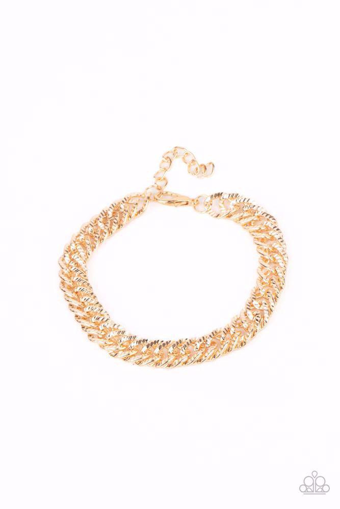 On the Up and UPPERCUT Gold Bracelet - Paparazzi Accessories- lightbox - CarasShop.com - Paparazzi Jewelry by Cara Jewels