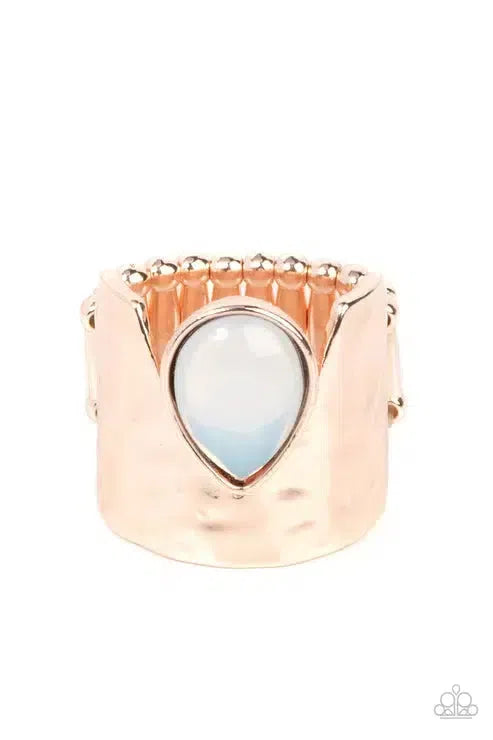 Optimistically Oracle Rose Gold Ring - Paparazzi Accessories- lightbox - CarasShop.com - Paparazzi Jewelry by Cara Jewels