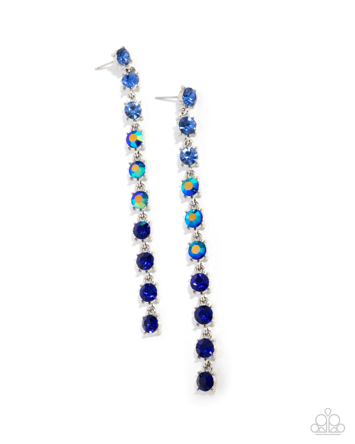 Opulent Ombre Blue Rhinestone Earrings - Paparazzi Accessories- lightbox - CarasShop.com - Paparazzi Jewelry by Cara Jewels