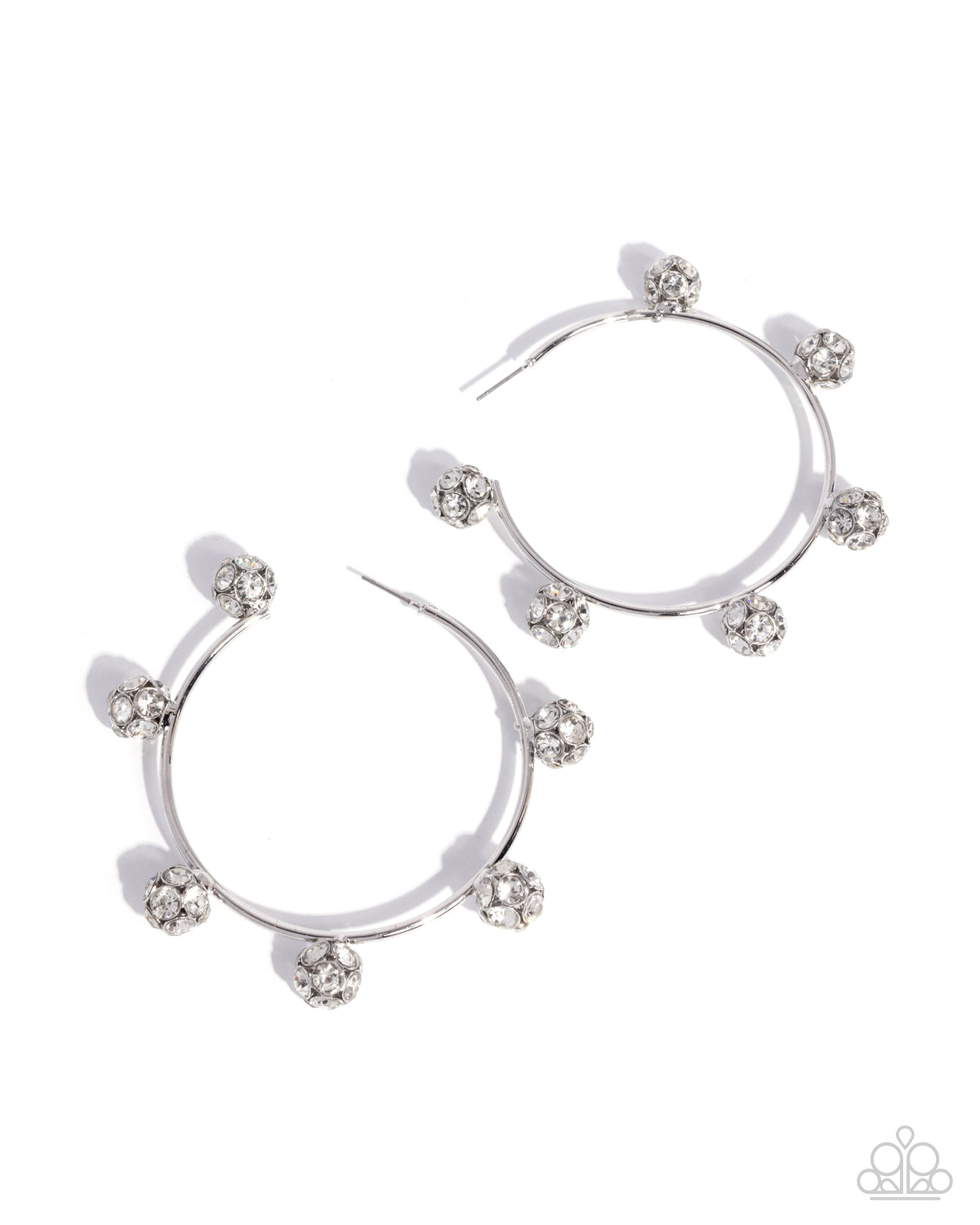 Ornamental Optimism White Rhinestone Hoop Earrings - Paparazzi Accessories- lightbox - CarasShop.com - Paparazzi Jewelry by Cara Jewels