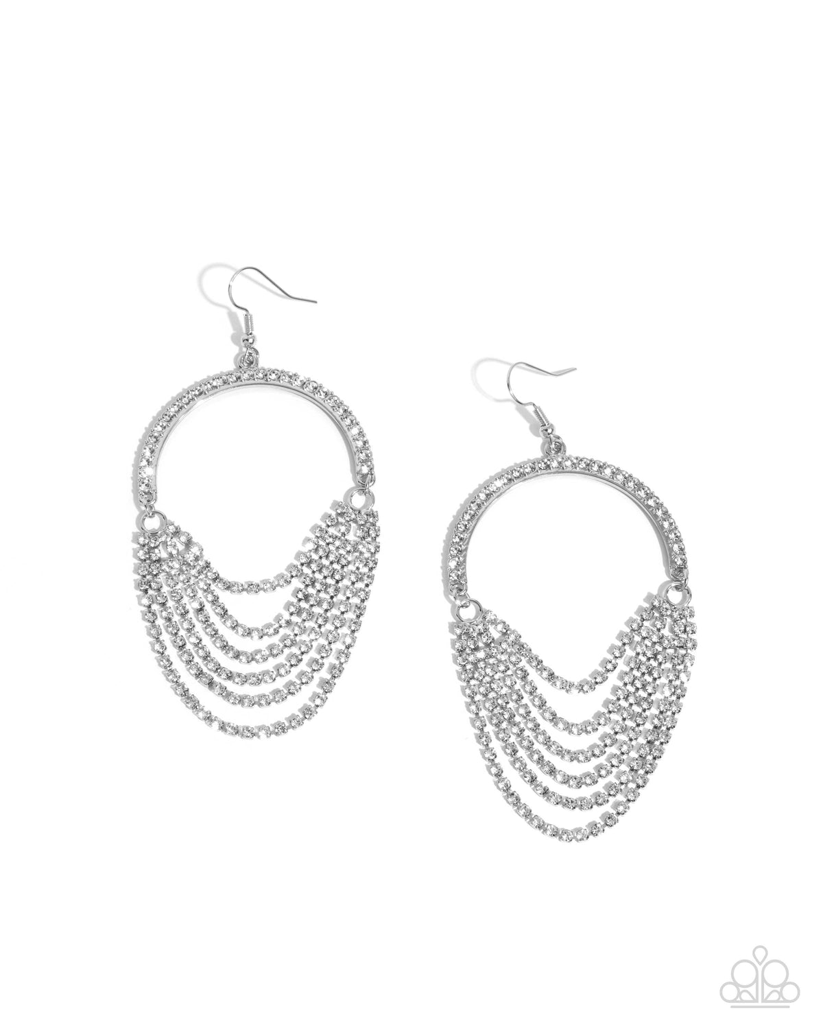 Ostentatious Opulence White Rhinestone Earrings - Paparazzi Accessories- lightbox - CarasShop.com - Paparazzi Jewelry by Cara Jewels