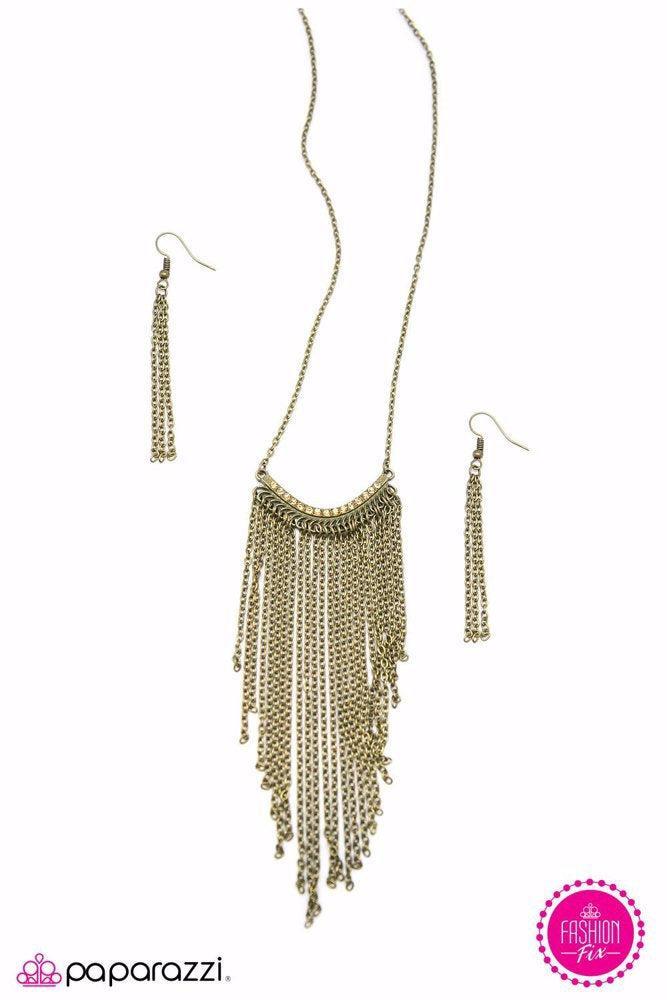 Out of My Way Brass Necklace - Paparazzi Accessories- lightbox - CarasShop.com - Paparazzi Jewelry by Cara Jewels