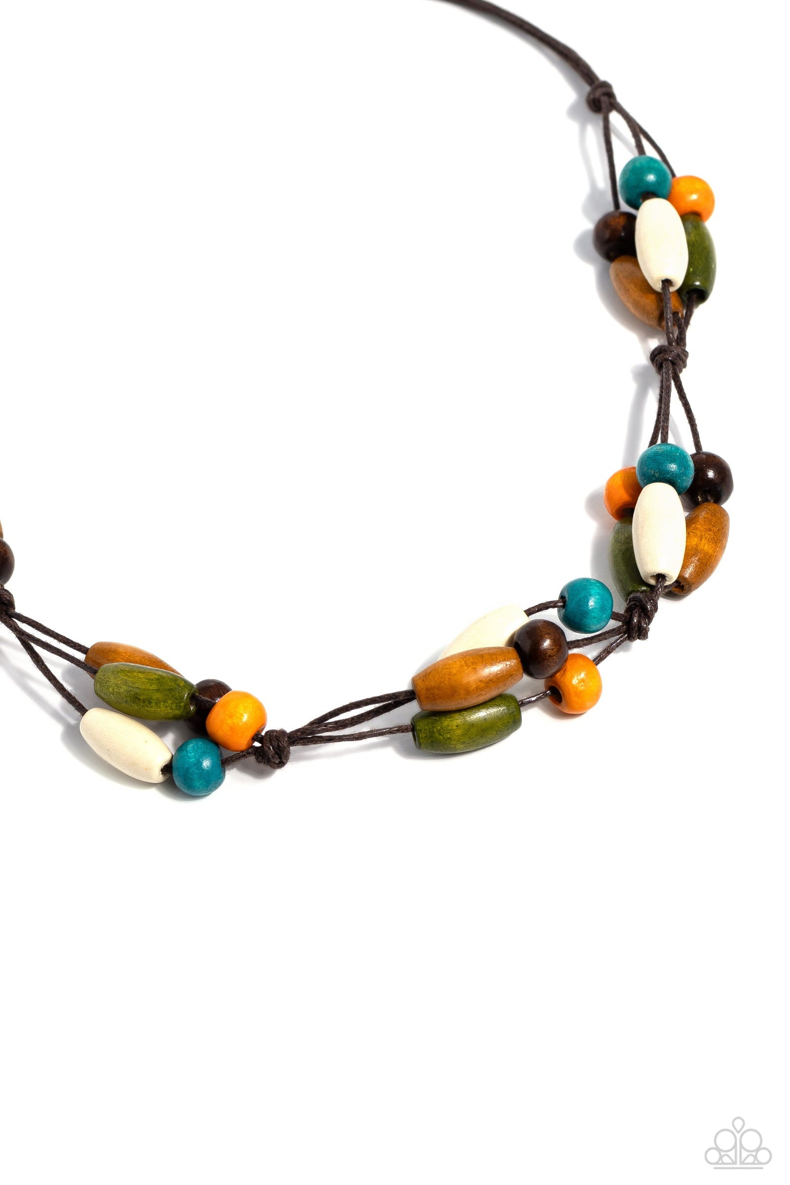 Outback Epic Multi Brown & Green Wood Urban Necklace - Paparazzi Accessories- lightbox - CarasShop.com - Paparazzi Jewelry by Cara Jewels