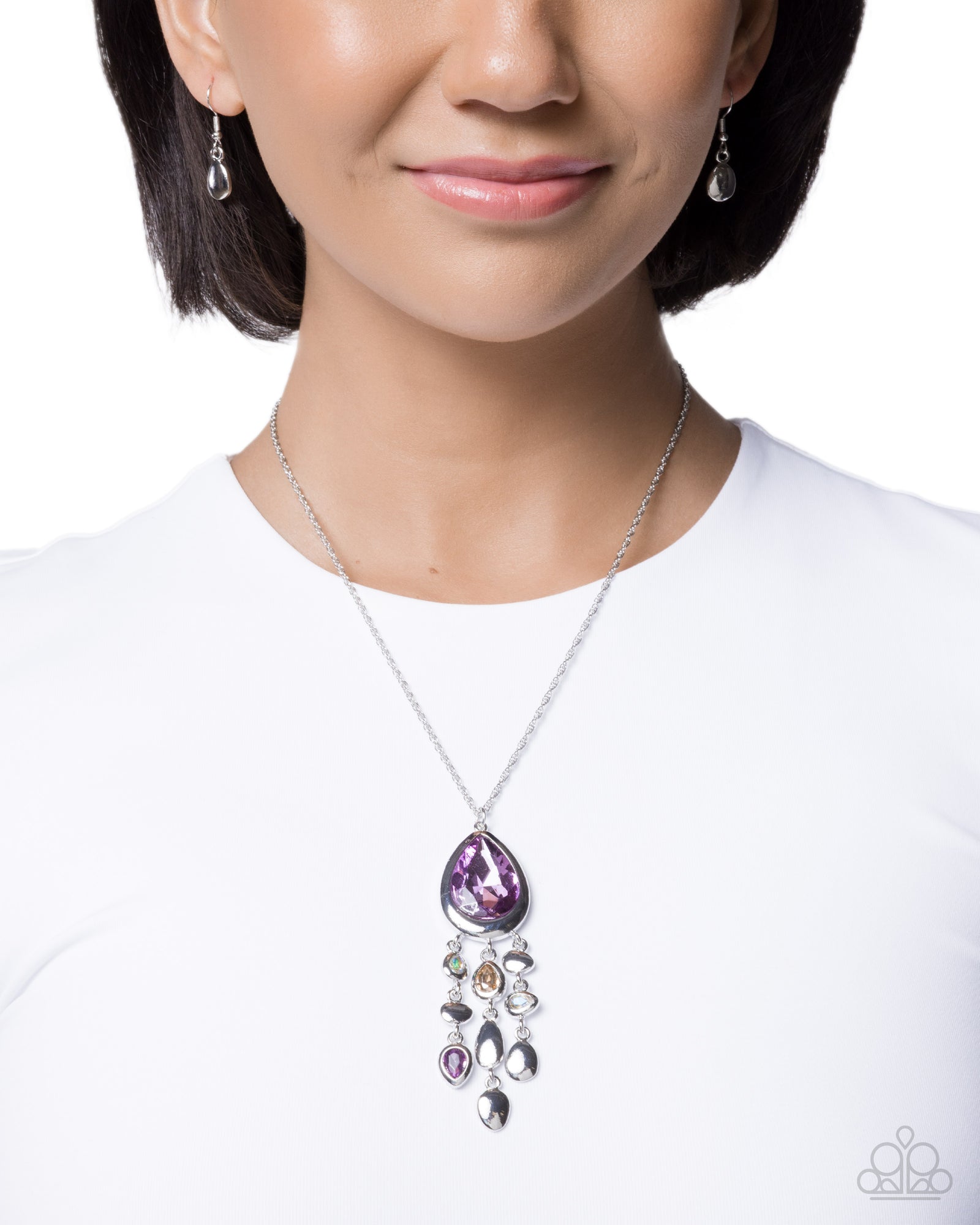Oval Observation Purple Gem Necklace - Paparazzi Accessories- lightbox - CarasShop.com - Paparazzi Jewelry by Cara Jewels