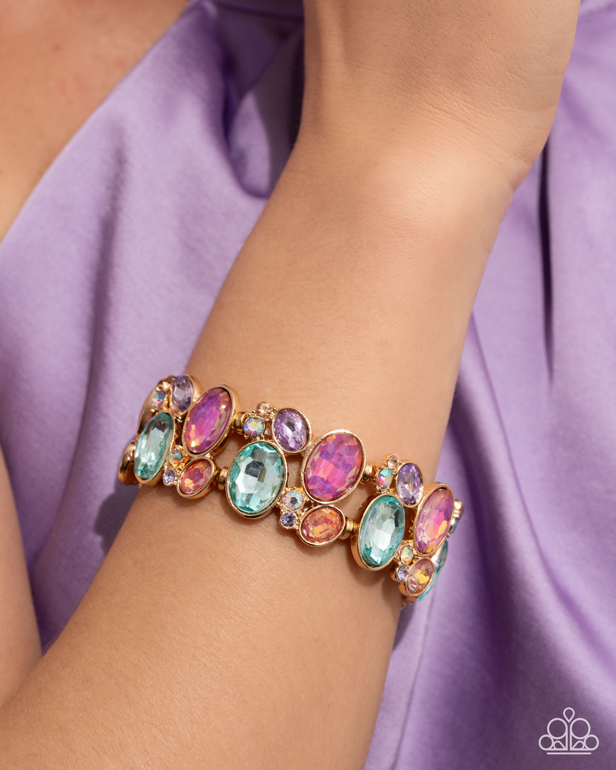 Oval Overture Multi Gem Bracelet - Paparazzi Accessories-on model - CarasShop.com - Paparazzi Jewelry by Cara Jewels
