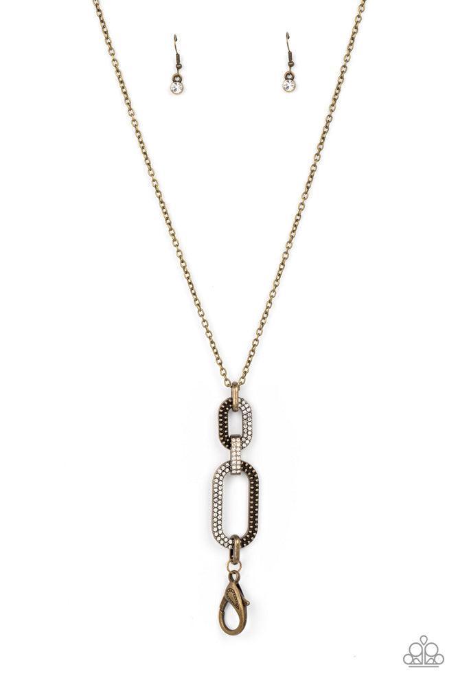 OVAL-statement of the Year Brass Necklace - Paparazzi Accessories- lightbox - CarasShop.com - Paparazzi Jewelry by Cara Jewels