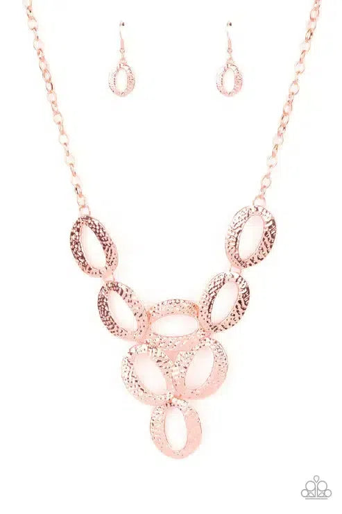 OVAL The Limit Copper Necklace - Paparazzi Accessories- lightbox - CarasShop.com - Paparazzi Jewelry by Cara Jewels