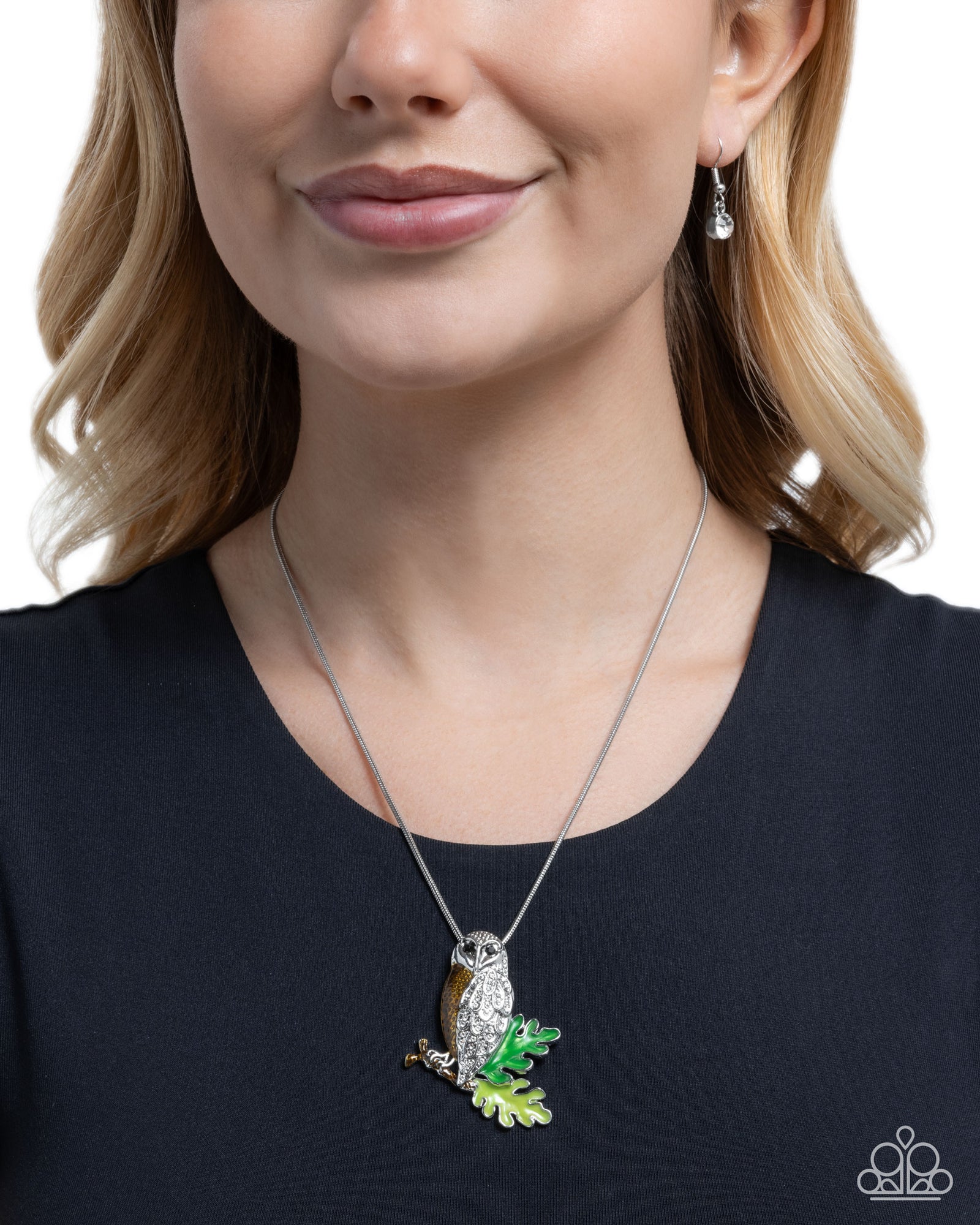 Owl Order Brown & White Rhinestone Necklace - Paparazzi Accessories- lightbox - CarasShop.com - Paparazzi Jewelry by Cara Jewels