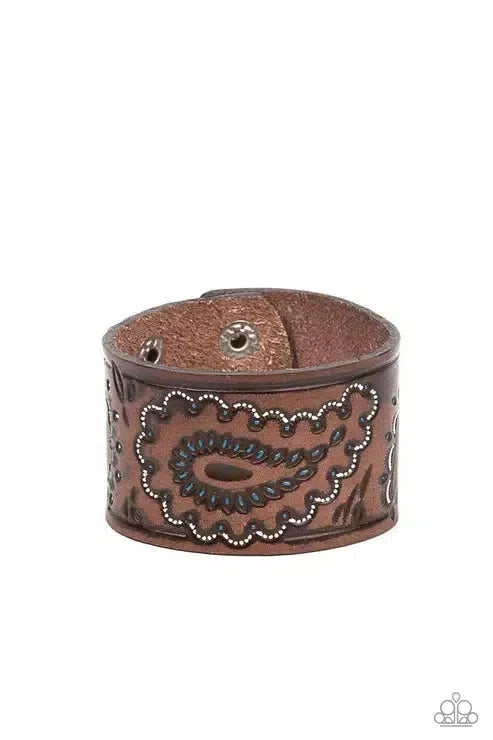 Paisley Pioneer Blue Bracelet - Paparazzi Accessories- lightbox - CarasShop.com - Paparazzi Jewelry by Cara Jewels