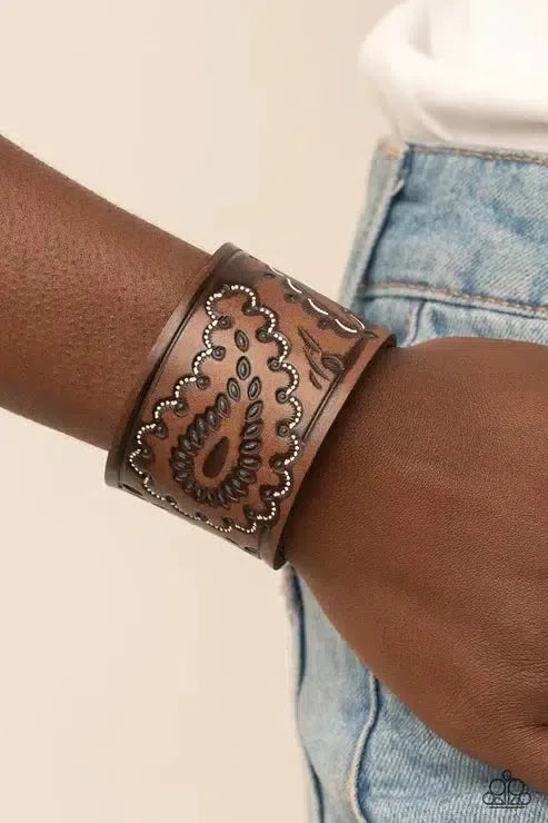 Paisley Pioneer Blue Bracelet - Paparazzi Accessories-on model - CarasShop.com - Paparazzi Jewelry by Cara Jewels