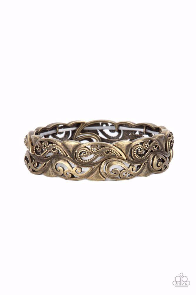 Paisley Portico Brass Bracelet - Paparazzi Accessories- lightbox - CarasShop.com - Paparazzi Jewelry by Cara Jewels