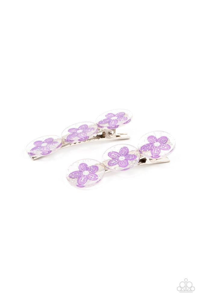 Pamper Me in Posies Purple Hair Clip - Paparazzi Accessories- lightbox - CarasShop.com - Paparazzi Jewelry by Cara Jewels