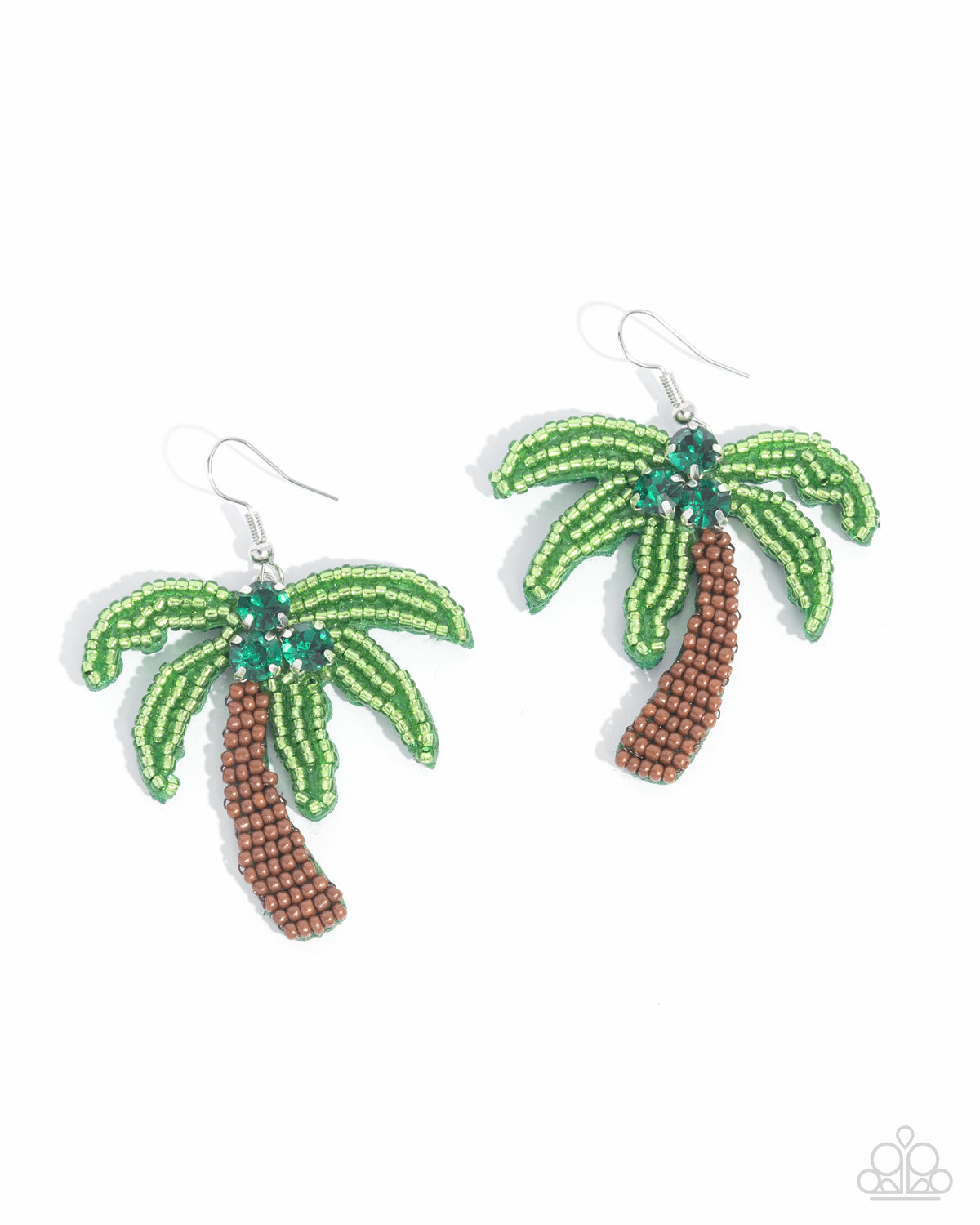 Pampered Palm Tree Green Seed Bead Earrings - Paparazzi Accessories- lightbox - CarasShop.com - Paparazzi Jewelry by Cara Jewels