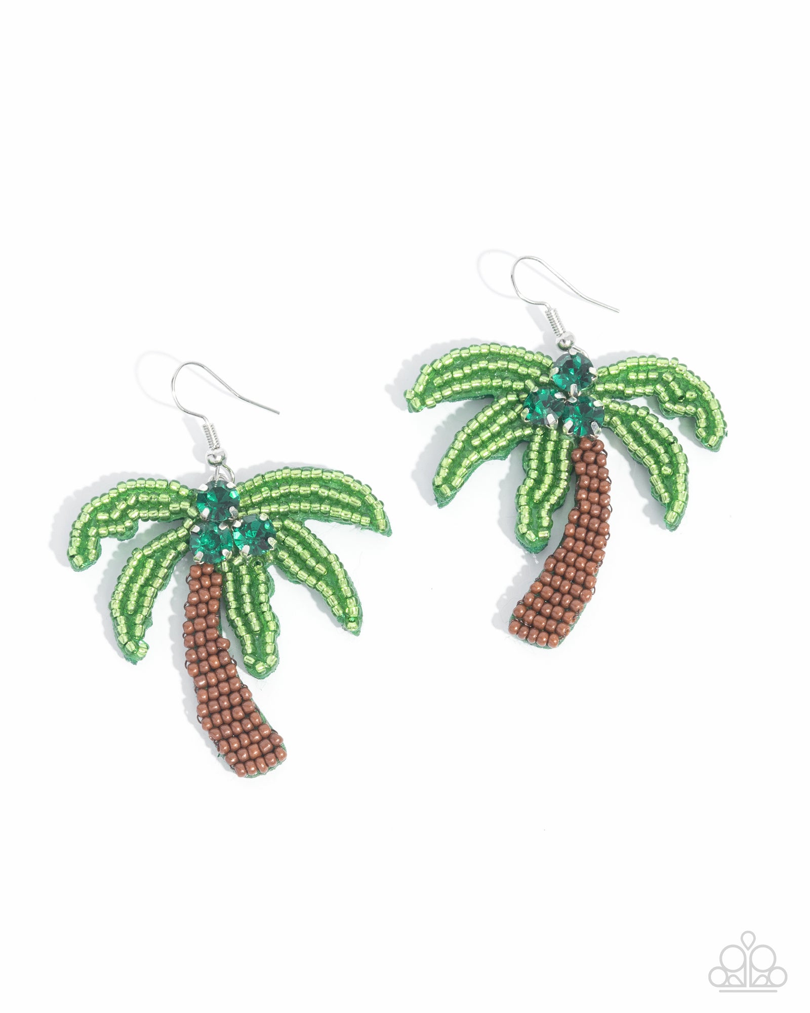 Pampered Palm Tree Green Seed Bead Earrings - Paparazzi Accessories- lightbox - CarasShop.com - Paparazzi Jewelry by Cara Jewels
