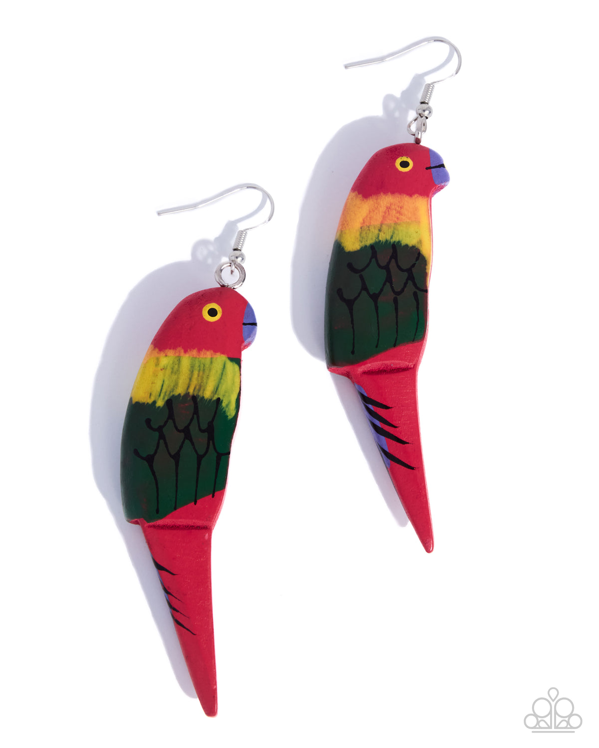 Pampered Parrot Red Earrings - Paparazzi Accessories- lightbox - CarasShop.com - Paparazzi Jewelry by Cara Jewels