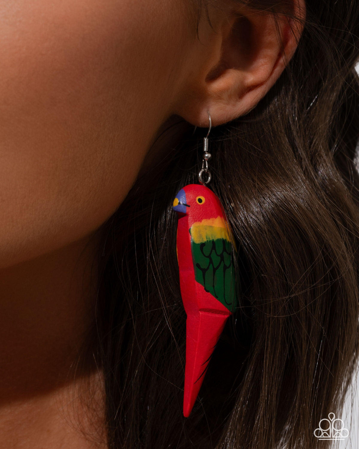 Pampered Parrot Red Earrings - Paparazzi Accessories-on model - CarasShop.com - Paparazzi Jewelry by Cara Jewels